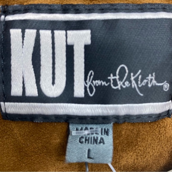 Kut from the Kloth NWT Tan Faux Suede Women's Open Blazer LG Pockets - Picture 3 of 15